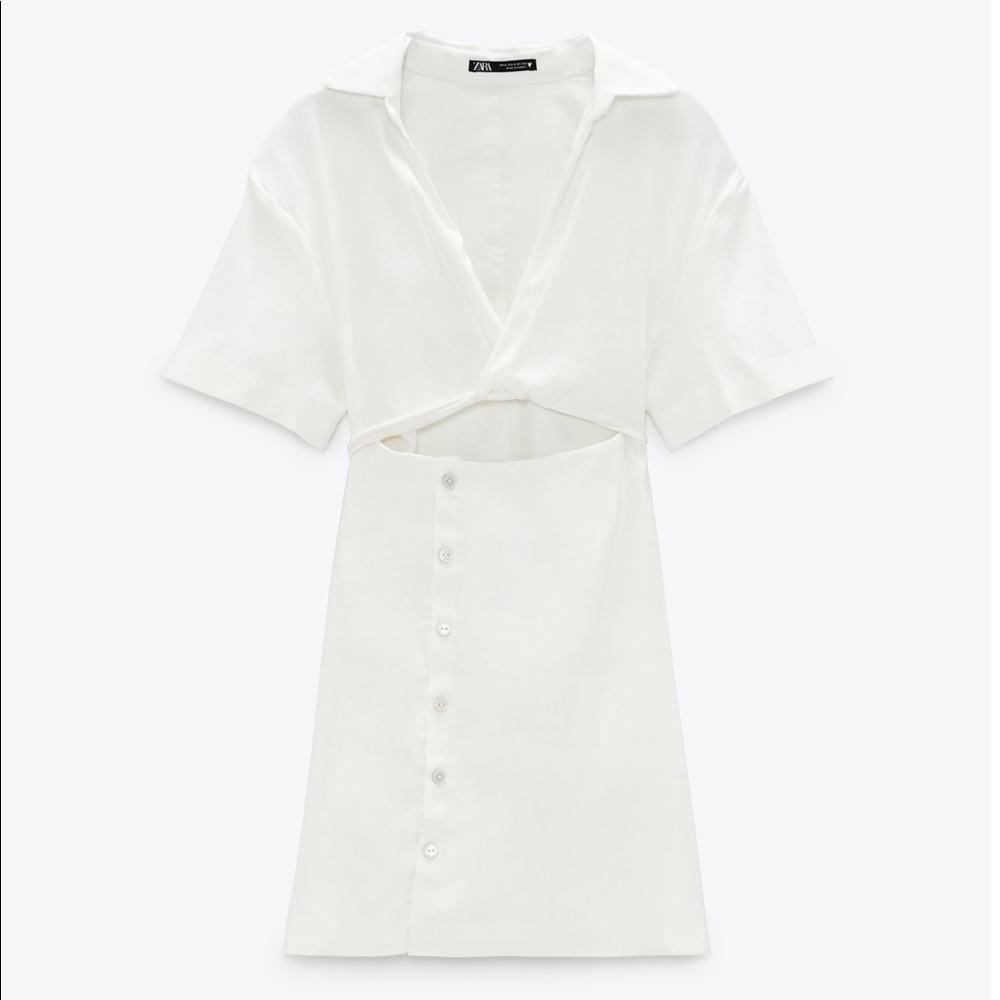 CUT OUT LINEN BLEND DRESS - Picture 2 of 3